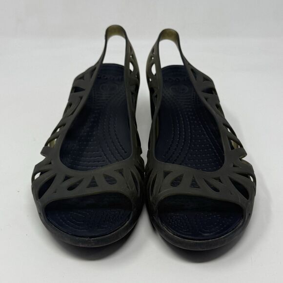 Crocs Adrina III Wedge Sandals Womens 9 Black Open Toe Summer Comfort Casual - Picture 5 of 15